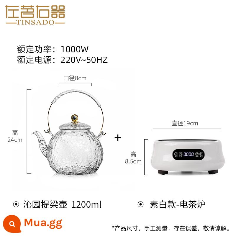 Thiết bị bên trái và phải lớn Kính lớn Glass Templlar Lò pha lê Đặc biệt Gian hàng Booth Booth Tea Tea Tea Pot có thể được làm nóng trên lửa - Ấm đun nước Qinyuan-Liang Liang + Bếp pha lê đen trắng trơn