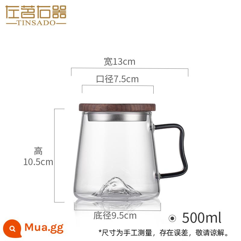 Borosilicon Glass Borosilicon trong suốt và bên phải trong suốt Cúp văn phòng Tea Cup Mark để uống cốc nước có nắp - Cốc Dengfeng nắp gỗ nguyên khối-500ml