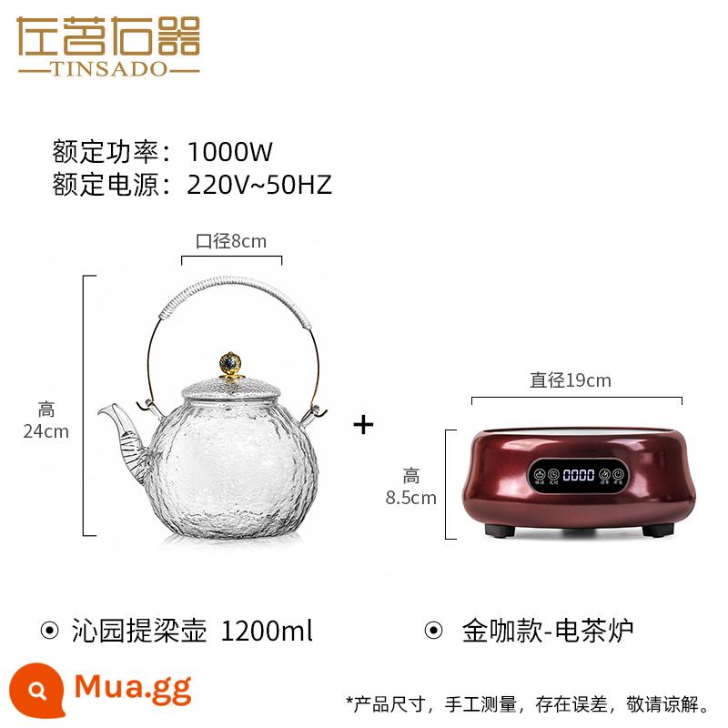 Thiết bị bên trái và phải lớn Kính lớn Glass Templlar Lò pha lê Đặc biệt Gian hàng Booth Booth Tea Tea Tea Pot có thể được làm nóng trên lửa - Qinyuan - ấm đun nước Tây Tạng + bếp pha lê đen cà phê vàng