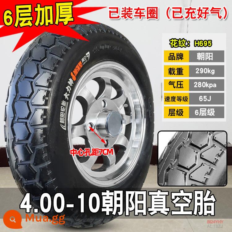 Chaoyang Tyre 4.00/4.50-10 Lốp không săm 450/400-10 lốp xe điện bốn bánh - 4.00-10 Lốp + vành 6 lớp Triều Dương (đã lắp và bơm căng)