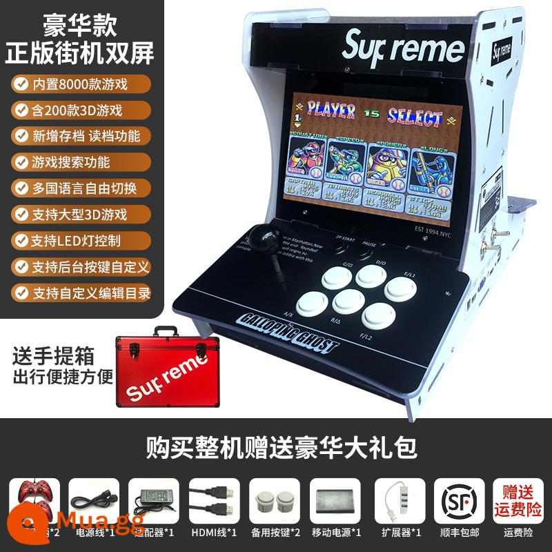 Arcade Cần Điều Khiển Máy Chơi Game Đôi Hộ Gia Đình Mini Hoài Cổ Ánh Trăng Boxing Box Máy Tính Để Bàn Nhỏ Tất Cả Máy Chiến Đấu - 3D-Deluxe Double 8000 Games-Đen