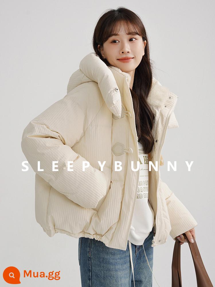 Áo khoác Sleepy Rabbit "Waffle" 95 White Duck Down Short Xuống Áo khoác nữ mùa đông ba lớp đệm dày cho người nhỏ - kem trắng