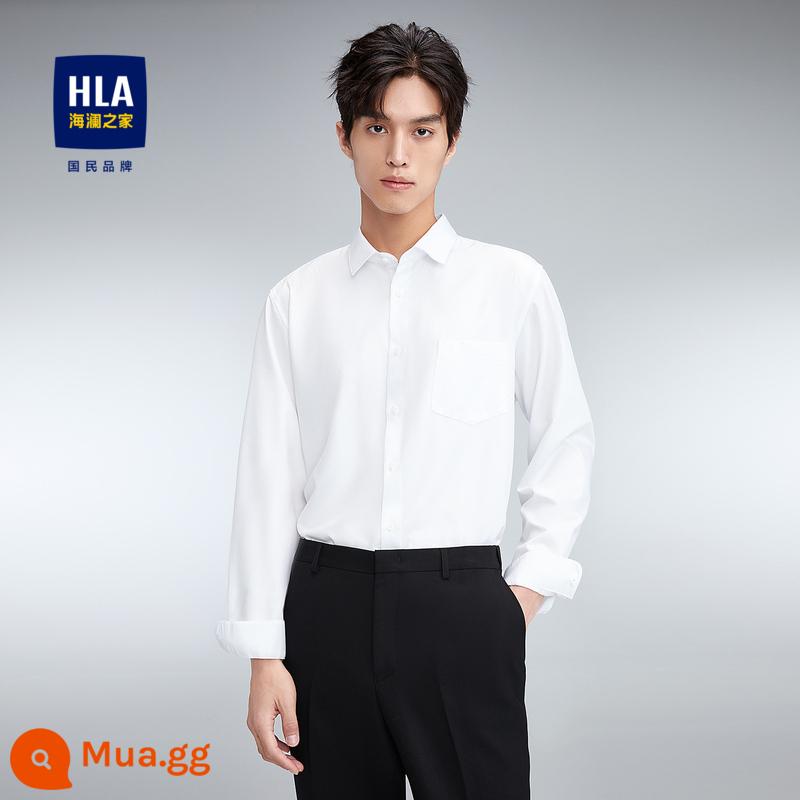 [Phong cách bùng nổ] HLA/Hailan House Shu Weibo Business Áo sơ mi dài tay màu trắng trang trọng Áo sơ mi nam dài tay - Twill tẩy trắng 51 kiểu túi kinh doanh