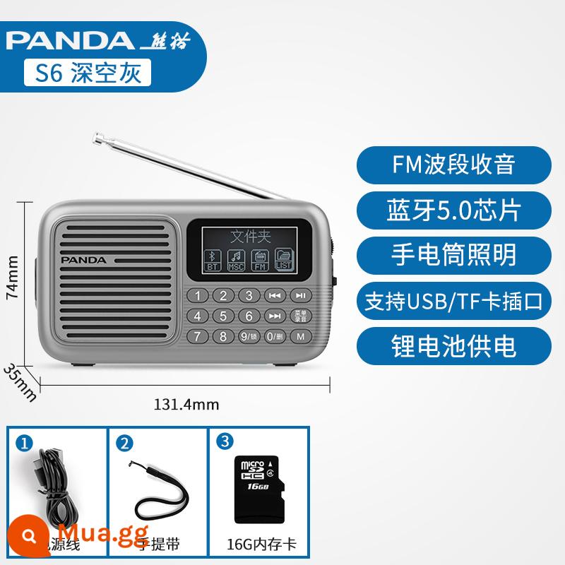 Panda S3 máy nghe đài cho người già chuyên hát và thu âm tích hợp U disk Walkman - Space Silver★Ultimate Edition [Cấu hình tiêu chuẩn + thẻ nhớ 16G]