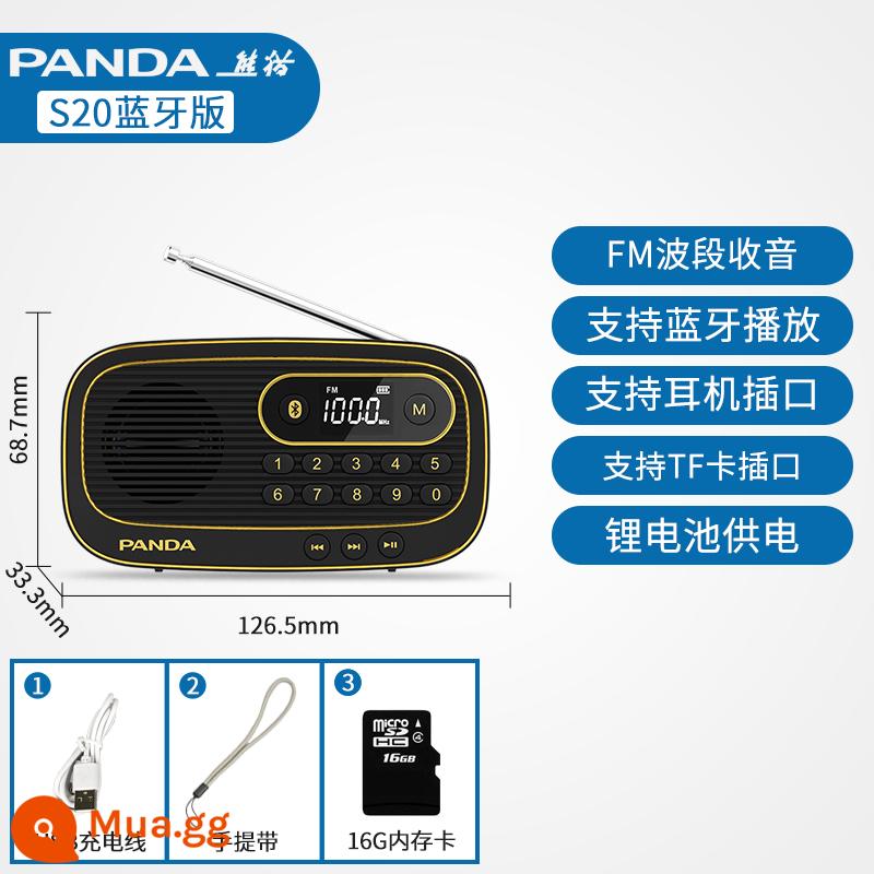 Panda S3 máy nghe đài cho người già chuyên hát và thu âm tích hợp U disk Walkman - Model Bluetooth màu đen [cấu hình tiêu chuẩn + thẻ nhớ 16G]