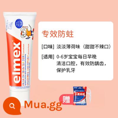 elmex Ai Meishi kem đánh răng trẻ em bàn chải đánh răng cho bé bé một tuổi 2 lon 1 chống sâu bướm fluoride 3-6-12 không nuốt - Kem đánh răng (có chỉ nha khoa) 0-6 tuổi