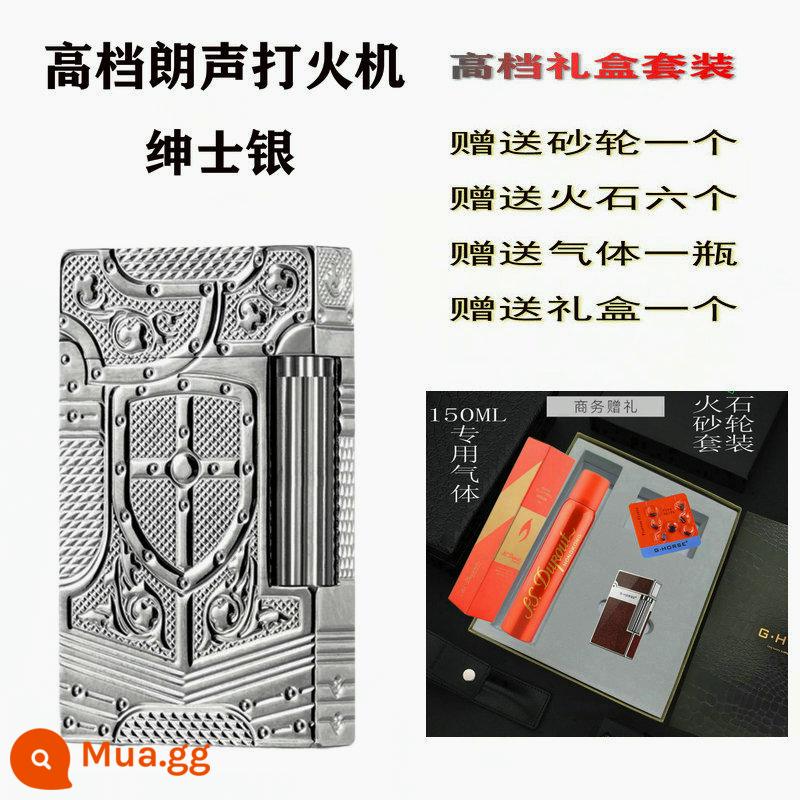 Bật lửa Langsheng thép tone gửi bạn trai đồng nguyên chất cao cấp nhập khẩu hộ gia đình Pháp đá mài quốc triều cá tính sáng tạo xu hướng - Lá chắn bạc phong trào Đức