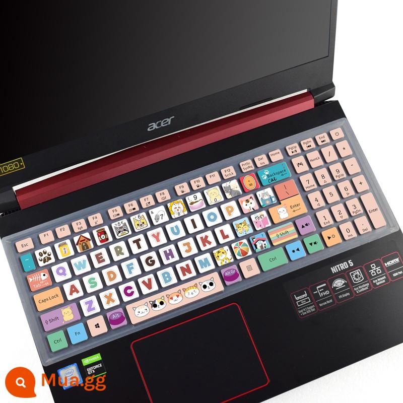 Acer Màng bảo vệ bàn phím Acer Shadow Knight 4 Máy tính xách tay AN515 NITRO 5 Đế che bụi máy tính Shadow Knight 3 thế hệ phiên bản nâng cao Vỏ silicon chống nước hình cô gái hoạt hình dễ thương - [Hiệp sĩ bóng tối 4] Ngài mèo