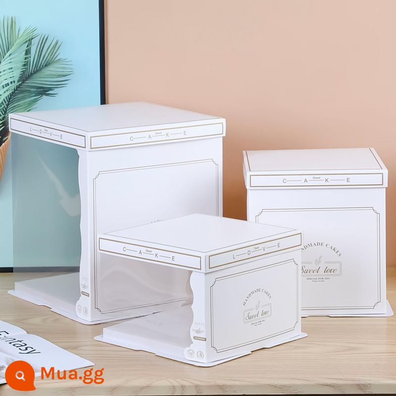 Hộp bánh sinh nhật bao bì hộp 6 sáu inch 8 tám inch 12 inch 10 inch đơn hai lớp cao vuông trong suốt hộp bánh - Trong suốt—[nền trắng + trắng]