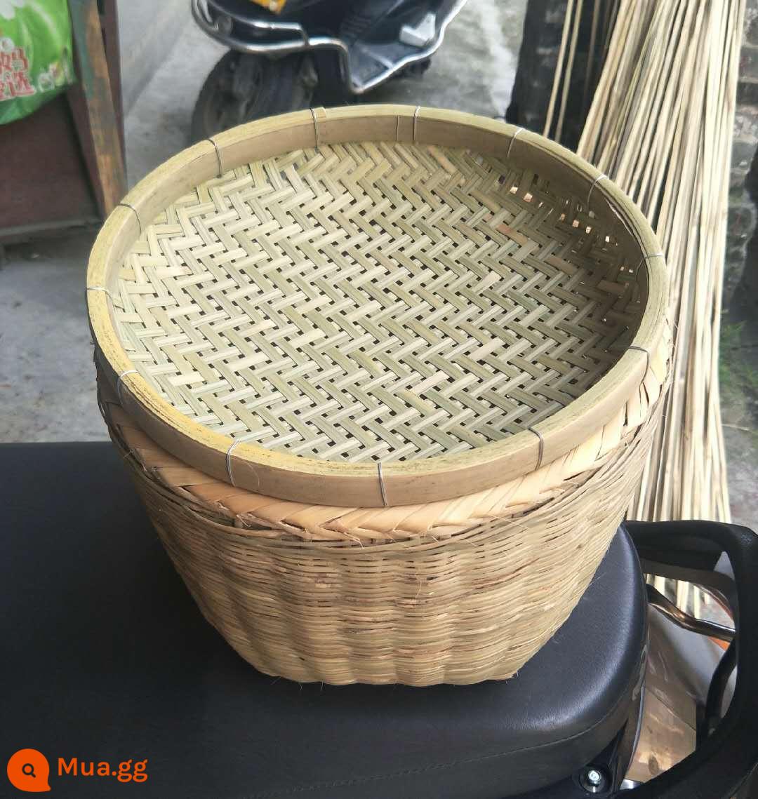 Giỏ tre lớn handmade, sản phẩm tre đan, giỏ tre, giỏ đựng thức ăn, giỏ đựng đồ, giỏ đám cưới, thùng quét rác - Đường kính 30cm, cao 21CM+vỏ tre