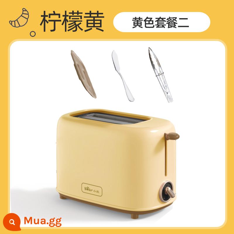 Máy nướng bánh mì Bear gia nhiệt lát bánh sandwich máy nướng bánh mì nhỏ Máy nướng bánh mì đất hoàn toàn tự động - Màu Vàng chanh Bộ 1: [Vỏ chống bụi + Dao cắt bơ + Kẹp bánh mì]