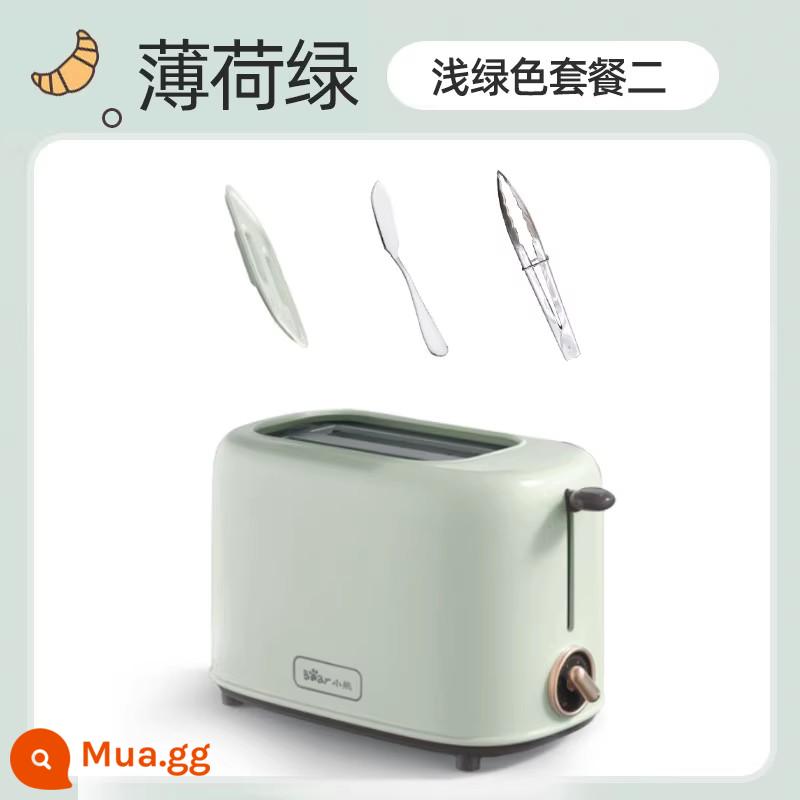 Máy nướng bánh mì Bear gia nhiệt lát bánh sandwich máy nướng bánh mì nhỏ Máy nướng bánh mì đất hoàn toàn tự động - Bộ xanh retro 1: [tấm che bụi + dao cắt bơ + kẹp bánh mì]