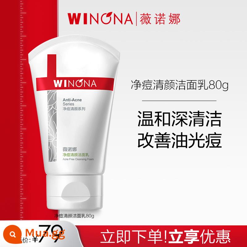 Sữa rửa mặt trị mụn Winona kiểm soát dầu mụn nhẹ nhàng làm sạch mụn đầu đen Sữa rửa mặt tạo bọt dành cho nam và nữ - 80g