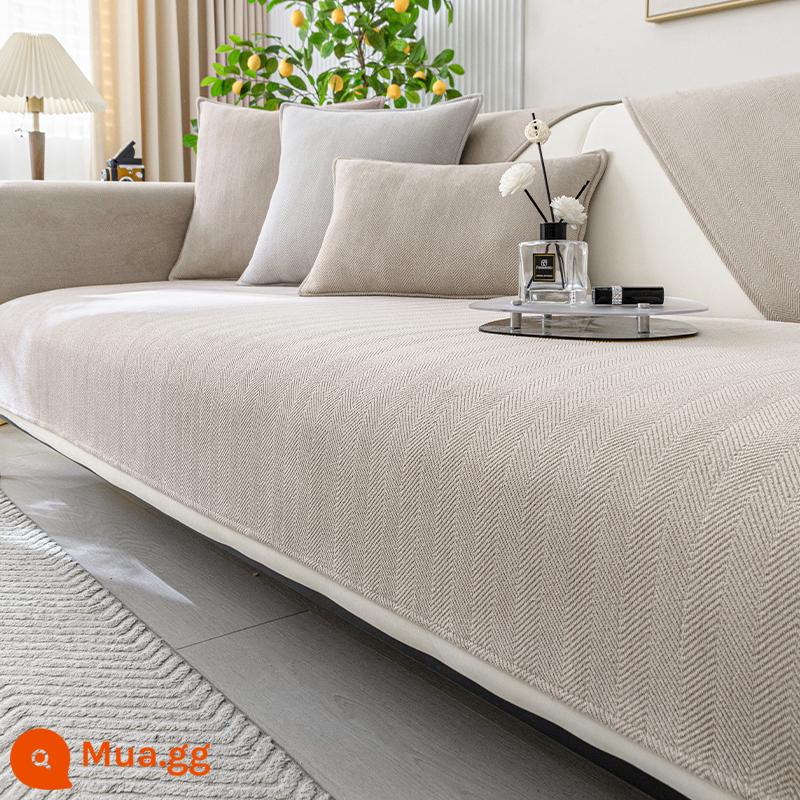 Voan Sofa Đệm Bốn Mùa Đa Năng Chống Trơn Trượt Vải Bọc Ghế Sofa Da 2023 Mới Tùy Chỉnh Đệm Tựa Lưng - Shure màu nâu sữa