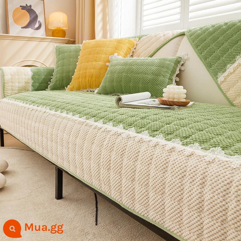 Đệm sofa vải nhung, đệm chống trượt đa năng cho mọi mùa, vỏ sofa phổ thông mùa thu đông, đệm ghế vải khăn, mùa đông - Thì thầm-Matcha