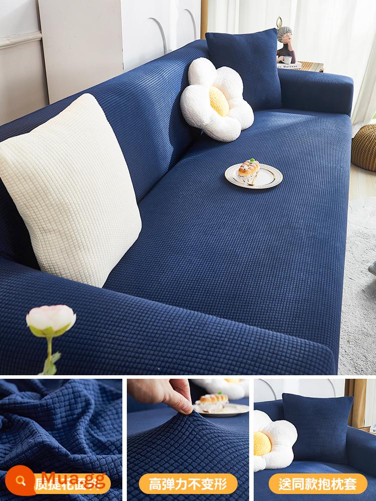 Vỏ bọc ghế sofa bao gồm tất cả các loại vỏ hình chữ vạn mùa thu đông Vỏ bọc ghế sofa 2023 Vỏ đàn hồi phổ thông bốn mùa mới chống mèo cào - Cánh Đồng Lúa Mì - Navy Blue