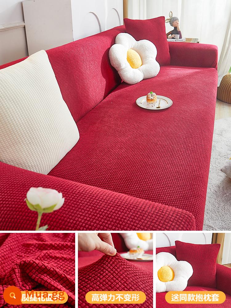 Vỏ bọc ghế sofa bao gồm tất cả các loại vỏ hình chữ vạn mùa thu đông Vỏ bọc ghế sofa 2023 Vỏ đàn hồi phổ thông bốn mùa mới chống mèo cào - Cánh đồng lúa mì-Rượu vang đỏ