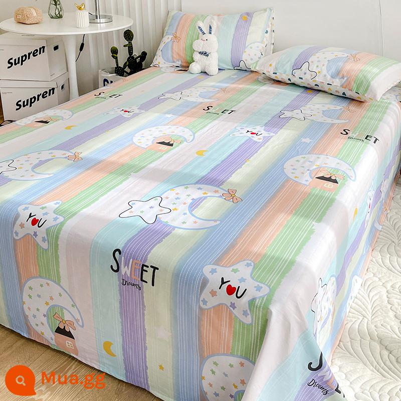 Hoạt Hình 100 Tấm Cotton Một Mảnh Ký Túc Xá Trẻ Em Đơn Đôi Chăn Đơn Học Sinh Cậu Bé Áo Gối Ba Bộ - ngôi sao chấm