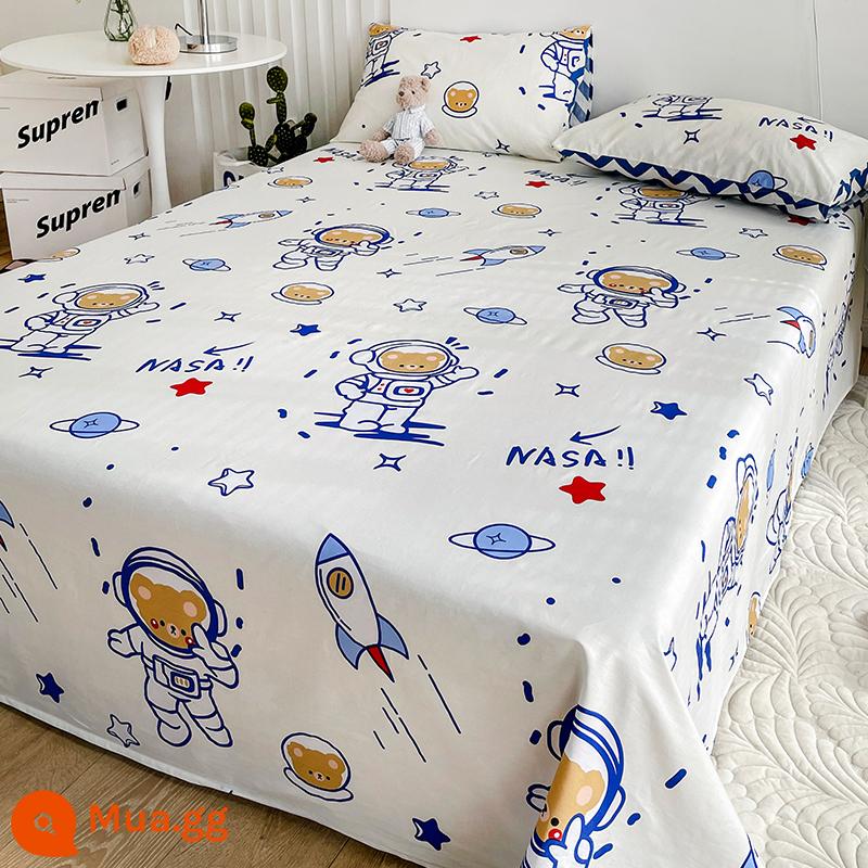 Hoạt Hình 100 Tấm Cotton Một Mảnh Ký Túc Xá Trẻ Em Đơn Đôi Chăn Đơn Học Sinh Cậu Bé Áo Gối Ba Bộ - Khám phá vũ trụ