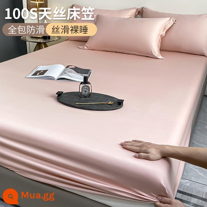 100 Tencel Trang Bị Ga Một Mảnh Mùa Hè Khỏa Thân Ngủ Lụa Băng Bộ Ba Món Nệm Nệm Bộ Ga Giường Trọn Gói - Hoa anh đào