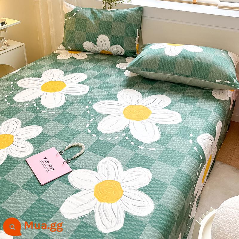 Ins gió hoa ga trải giường cotton đơn mảnh mùa hè 100 cotton ký túc xá đơn chăn đôi đơn vỏ gối ba món 1.5 mét - hoa xanh