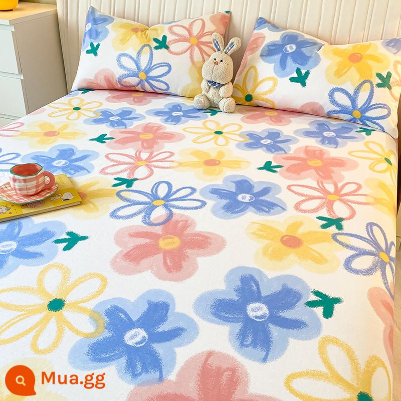 Mùa hè cotton nguyên chất 100 tấm đơn giường đôi 1,8 mét cotton đơn tấm chăn 2 vỏ gối bộ ba mảnh 1,5 mét - tranh sơn dầu quan niệm nghệ thuật