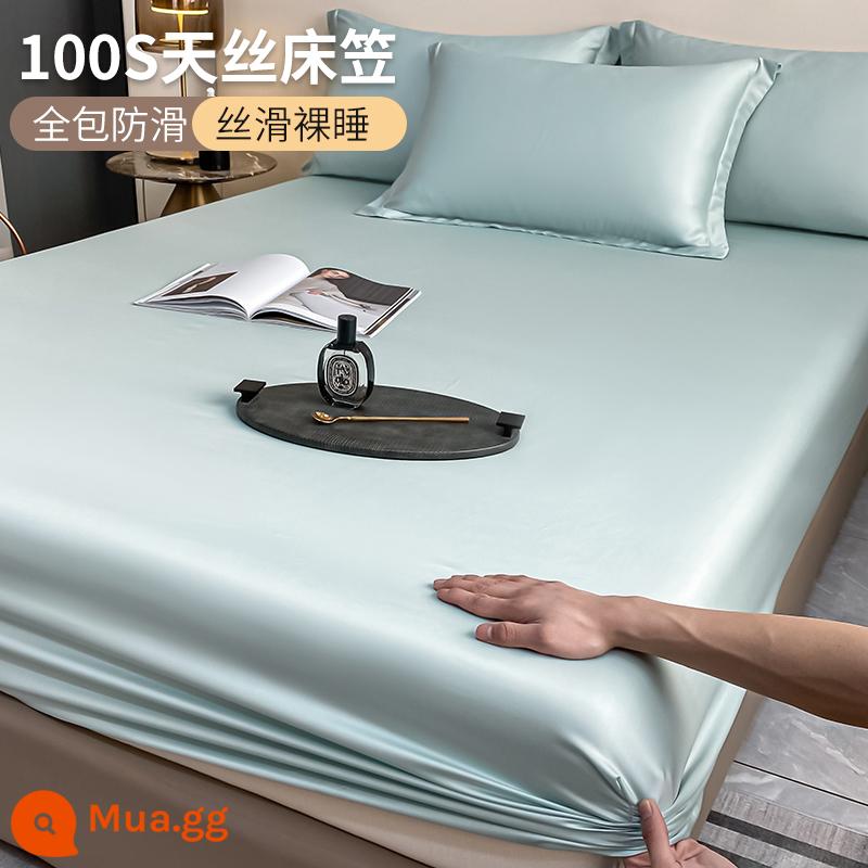 100 Tencel Trang Bị Ga Một Mảnh Mùa Hè Khỏa Thân Ngủ Lụa Băng Bộ Ba Món Nệm Nệm Bộ Ga Giường Trọn Gói - Màu xanh muối biển.