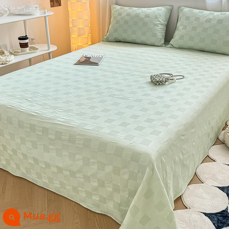 Lớp Một waffle cotton giường đơn cotton 100 mùa hè ký túc xá đơn chăn đơn nam áo gối ôm 3 bộ đôi - Khăn trải giường bằng vải cotton - xanh nhạt