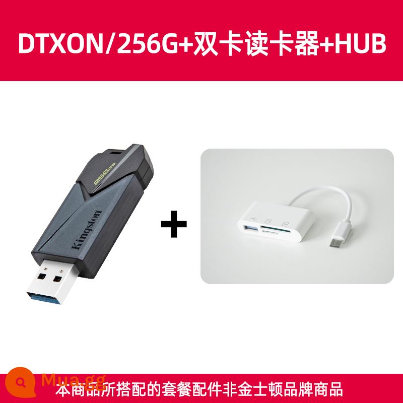 Kingston64G/128G/256G tốc độ cao dung lượng lớn di động trên ô tô Máy tính đĩa U hệ thống sinh viên chính hãng Ổ đĩa flash USB - DTXON/256G+đầu đọc thẻ kép+HUB