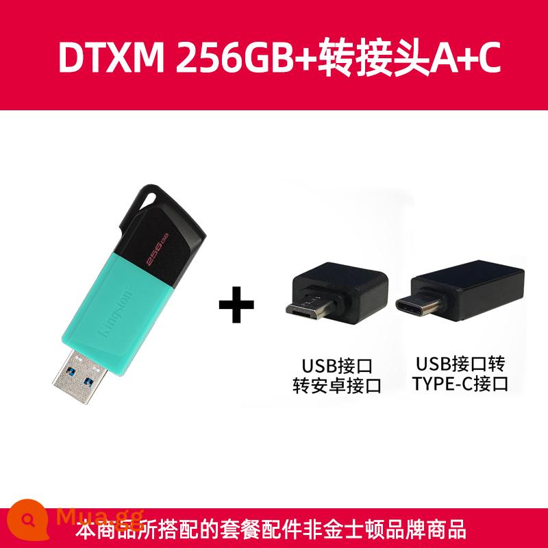 Kingston chính thức 256g đĩa U DTXM tốc độ cao dung lượng lớn xe trượt Ổ đĩa flash USB di động đĩa U hệ thống máy tính - Bộ chuyển đổi DTXM/256GB+ (cổng USB + cổng C)