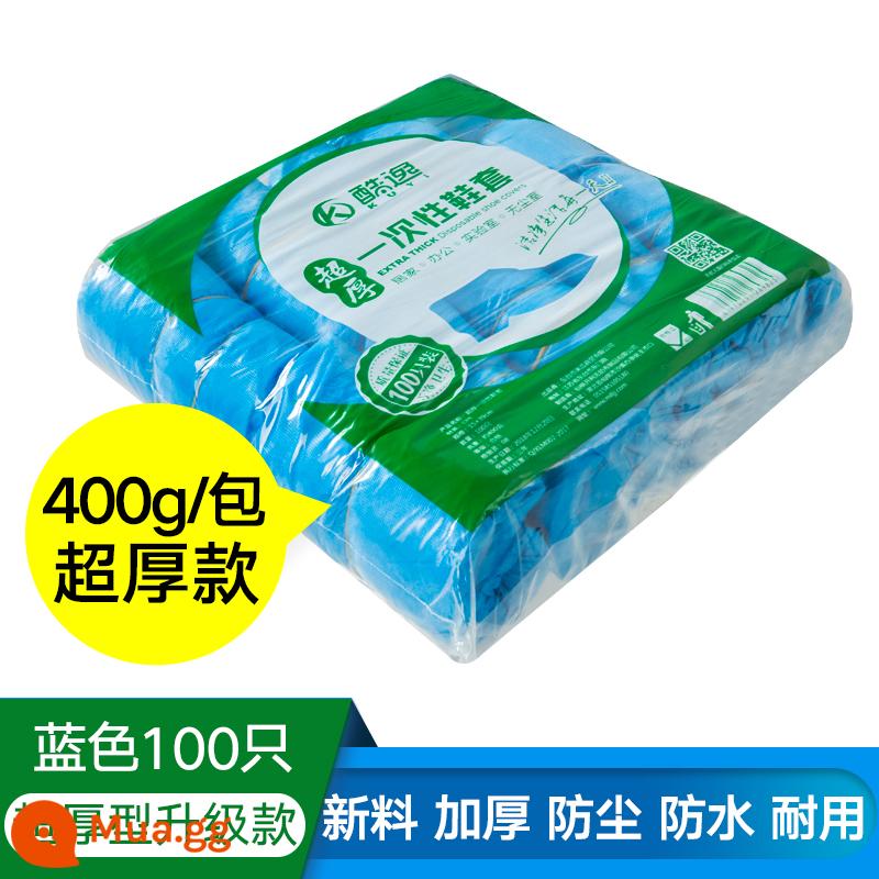 Dùng Một Lần Giày Bao Nhà Dày Trong Nhà Chống Thấm Nước Chống Mài Mòn Chống Trơn Trượt Phòng Máy Sinh Viên Người Lớn Khách Sạn Chân Nhựa bộ Phim - [Mẫu nâng cấp cực dày] Màu xanh 100 miếng mỗi gói