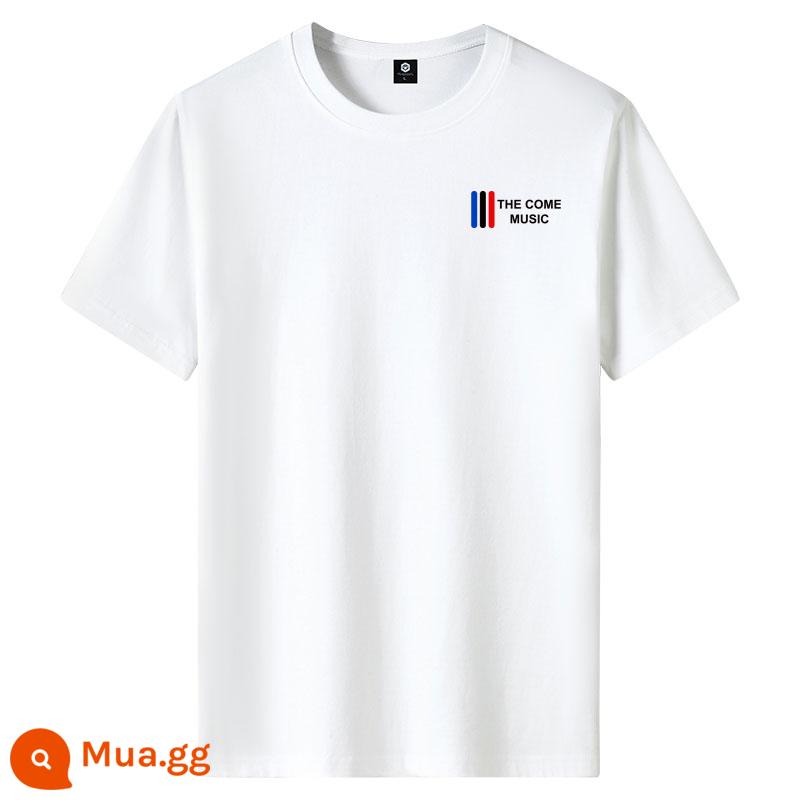 Hai Mảnh 2023 Mới 100% Cotton Áo Thun Nam Size Lớn Rời Cổ Tròn In Xu Hướng Đáy Áo Sơ Mi Áo Thun - 13THE màu trắng 1 cái