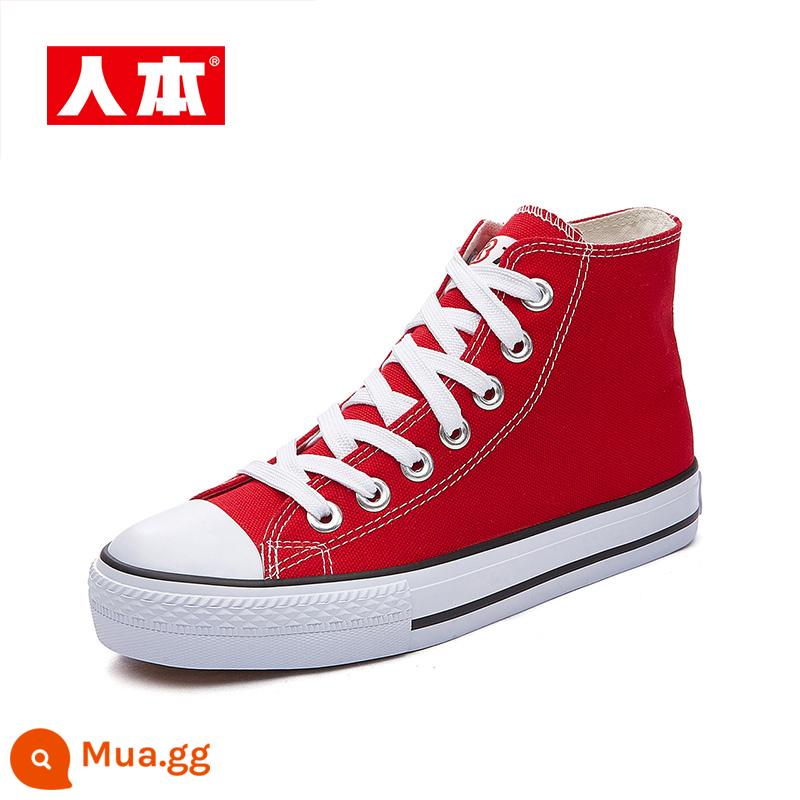 Renben Retro Ống Cao Giày Vải Nữ Mùa Xuân Mới 2023 Đen Giày Nữ Thời Trang Giày Sneaker Nữ - lớn màu đỏ