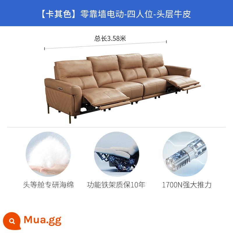 Sofa da Chivas hạng nhất ánh sáng hiện đại sang trọng phong cách kem phòng khách điện chức năng Sofa phô mai 50825 - Khaki - không dựa vào tường - xe điện đôi bốn chỗ - giao hàng 15 ngày