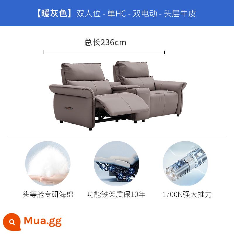 Chivas hạng nhất Ý nhẹ sang trọng sofa da điện phòng khách rạp hát tại nhà sofa phòng nghe nhìn 30025 - Màu xám ấm áp-hai người-hai điện + bàn đựng đồ*Giao hàng 1-30 ngày