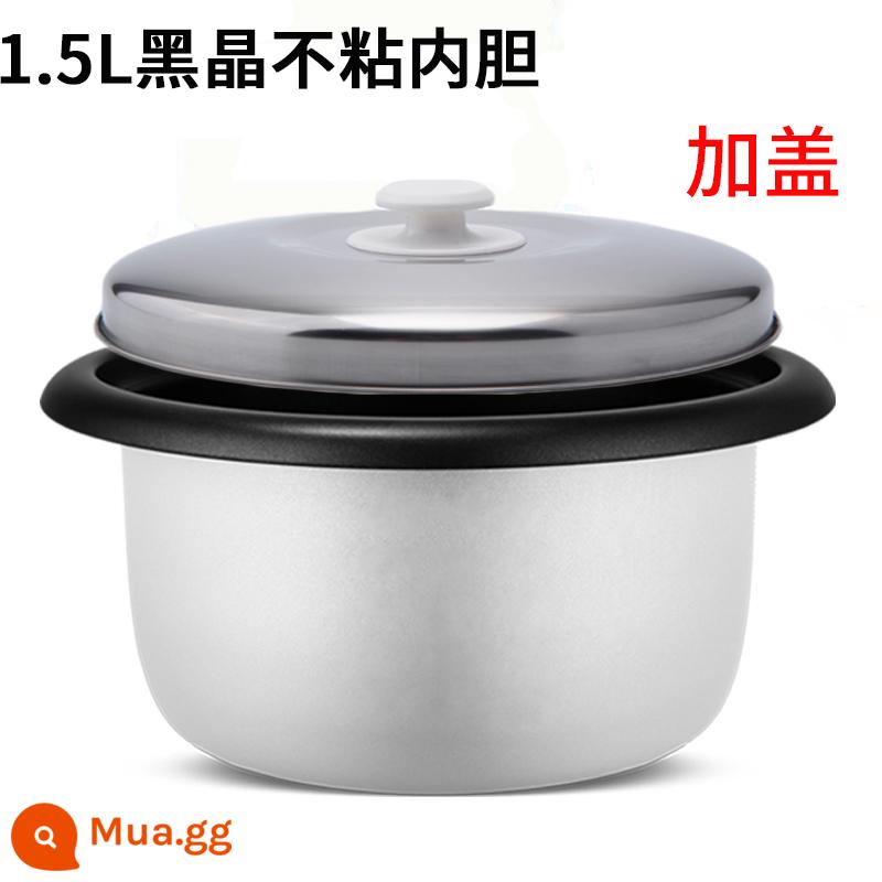 Nồi cơm điện bán cầu kiểu cũ lòng nồi 1.5L2L3L4L5L6L nồi cơm điện chống dính lòng nồi dày phụ kiện đa năng - Bình + nắp nhôm pha lê đen thông thường 1,5L