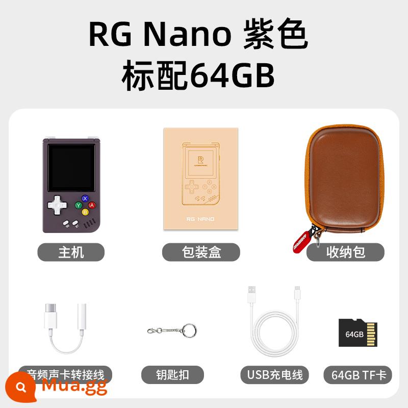 Móc khóa bảng điều khiển trò chơi siêu nhỏ ANBERNIC RGNano Phát lại nhạc không bị méo tiếng HIFI - RG Nano tím đậm chuẩn 64G (5000+ game)