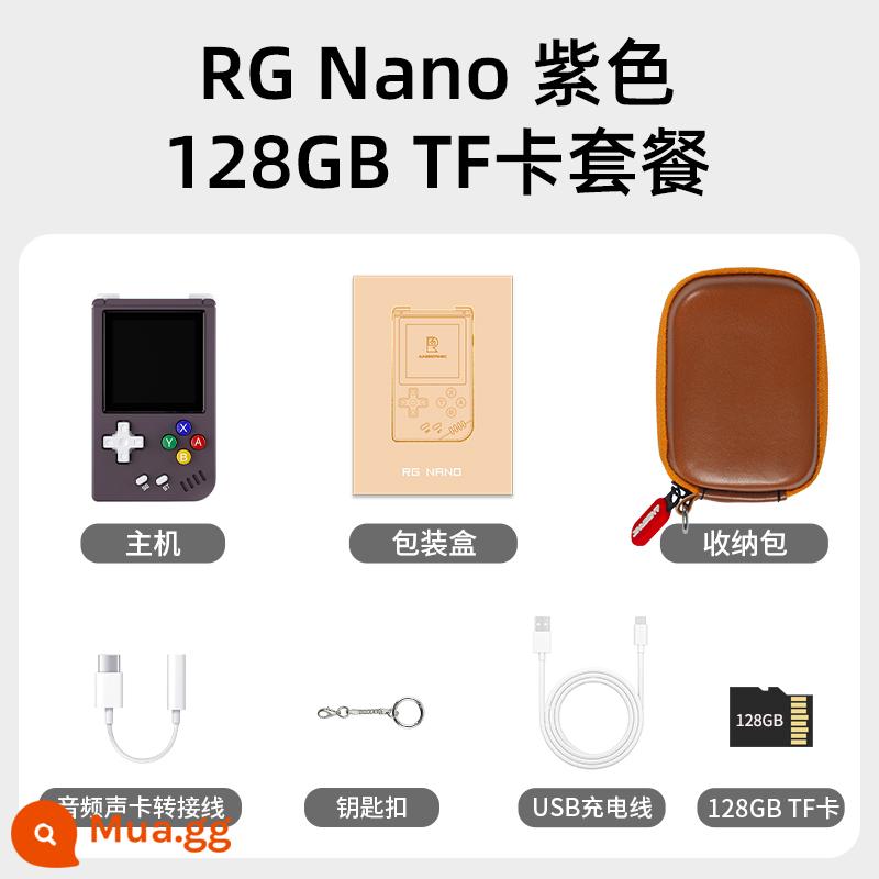 Móc khóa bảng điều khiển trò chơi siêu nhỏ ANBERNIC RGNano Phát lại nhạc không bị méo tiếng HIFI - RG Nano tím đậm 128G (8000+ game)