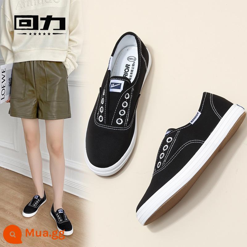 Kéo lại giày vải nữ mùa xuân 2023 giày nhỏ màu trắng slip on giày slip-on thời trang đế phẳng giày đơn nữ màu trắng - 446 màu đen và trắng