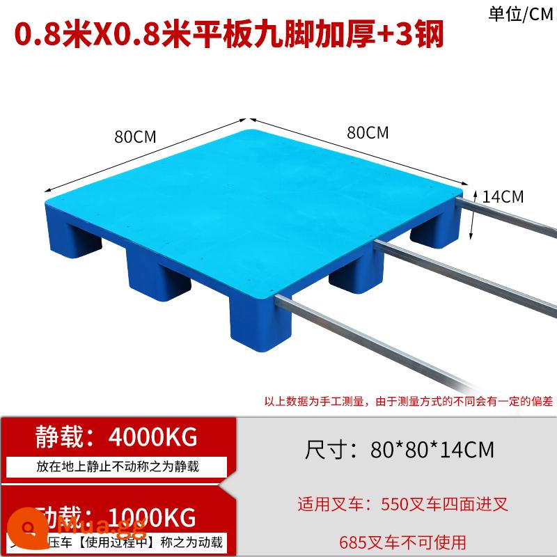 Xe nâng pallet nhựa chống ẩm tấm lót thẻ bảng nền tảng ngăn xếp kho sàn hậu cần kệ pallet phẳng 9 feet - 0,8 * 0,8 * 0,14m vật liệu mới dày 3 thép