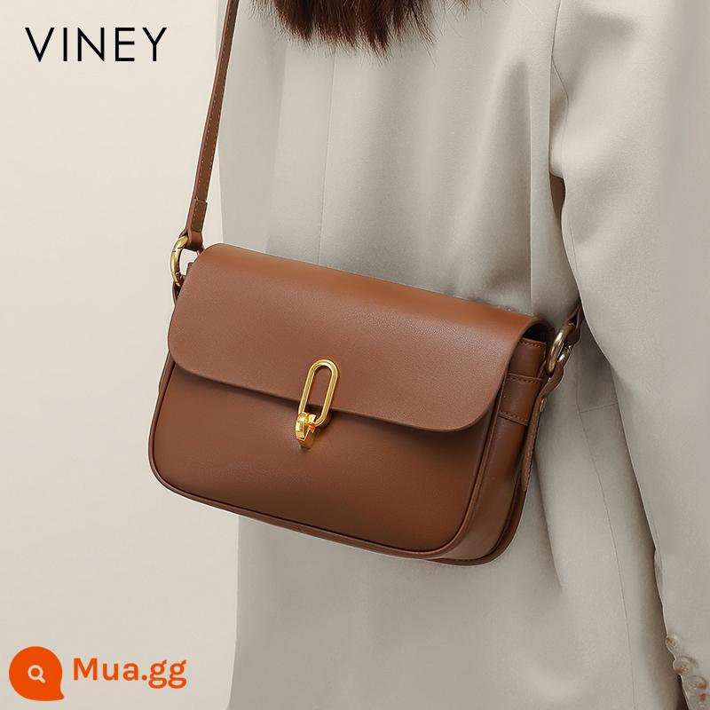 Túi Viney 2022 túi nữ mới Túi Messenger túi nhỏ thu đông sát nách đeo vai da cao cấp túi vuông nhỏ - Brown [quà tặng bạn gái, quà sinh nhật thiết thực cho vợ, con gái, mẹ, quà Valentine Trung Quốc cho bạn gái]