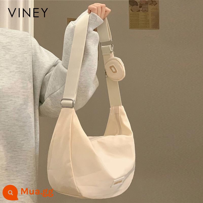 Túi Viney 2022 Túi nữ mới Messenger sức chứa lớn mùa thu đông túi vải canvas loại túi đeo vai đi lại - Túi nhỏ màu trắng sữa kèm tai nghe [quà tặng bạn gái, quà sinh nhật thiết thực cho vợ, con gái, mẹ, Giáng sinh, năm mới, quà Valentine cho bạn gái]