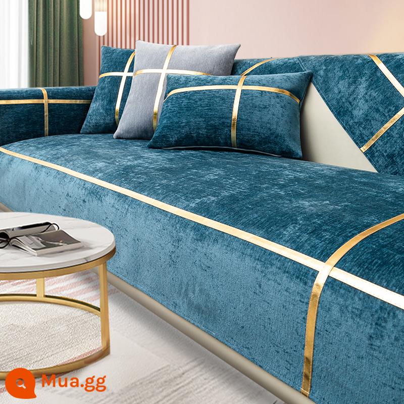 Mùa đông chenille màu hồng sofa đệm ánh sáng sang trọng bốn mùa phổ chống trượt hiện đại tối giản bọc da bao vải - BBG-Green Flame-Phnom Penh-Hồ Xanh