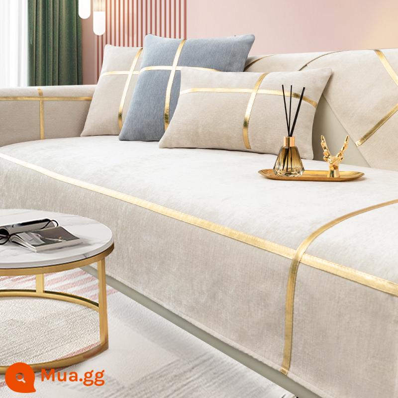 Mùa đông chenille màu hồng sofa đệm ánh sáng sang trọng bốn mùa phổ chống trượt hiện đại tối giản bọc da bao vải - BBG-Lửa xanh-Phnom Penh-Màu be