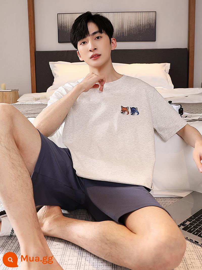 Bộ đồ ngủ Nanjiren nam cotton mùa hè mỏng quần short ngắn tay phù hợp với phim hoạt hình nam cỡ lớn có thể mặc bên ngoài quần áo ở nhà - YH859