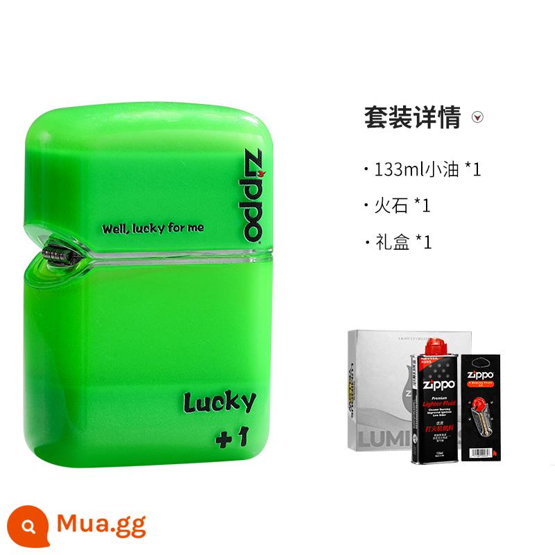 Bật lửa zippo chính hãng cát lún dạ quang sáng tạo vỏ trong suốt chống gió dầu hỏa quà tặng chính hãng cho bạn trai zp - Xanh lục - Cát lún phát sáng - [Phong cách hộp quà tặng]