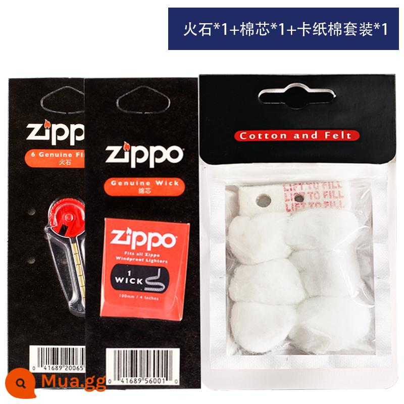 Nguyên bản chính hãng zippo fire lõi amiang zppo flint grain 6 phụ kiện bật lửa dầu hỏa zppo chính hãng đặc biệt - Đá * 1 + lõi bông * 1 + bộ bông bìa cứng * 1