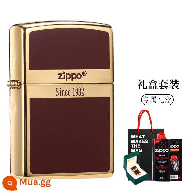 Hàng chính hãng men thương hiệu xuất xứ bật lửa zippo chính hãng chống gió dầu hỏa nam sáng tạo quà tặng bạn trai - Nguồn gốc nhãn hiệu men-[màu nâu, mẫu hộp quà tặng]