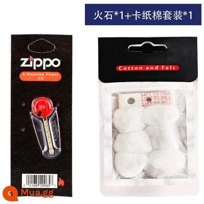 Nguyên bản chính hãng zippo fire lõi amiang zppo flint grain 6 phụ kiện bật lửa dầu hỏa zppo chính hãng đặc biệt - Đá * 1 + Bộ bông bìa cứng * 1