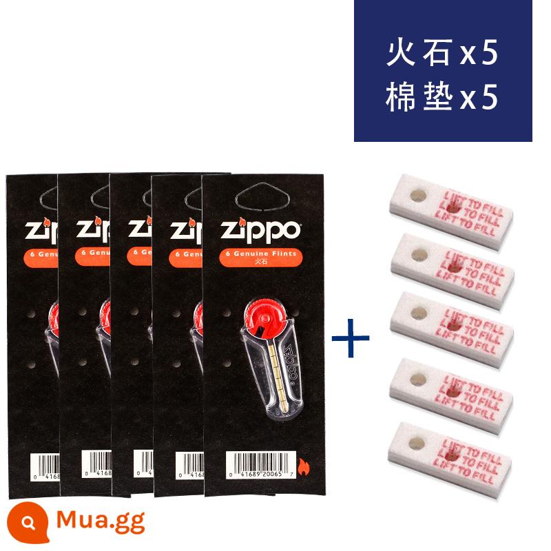 Nguyên bản chính hãng zippo fire lõi amiang zppo flint grain 6 phụ kiện bật lửa dầu hỏa zppo chính hãng đặc biệt - Đá * 5 + miếng bông * 5